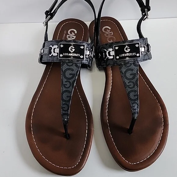 GBG LOS ANGELES Stylish Black/Gray  and Brown Women's Sandals - Picture 3 of 9